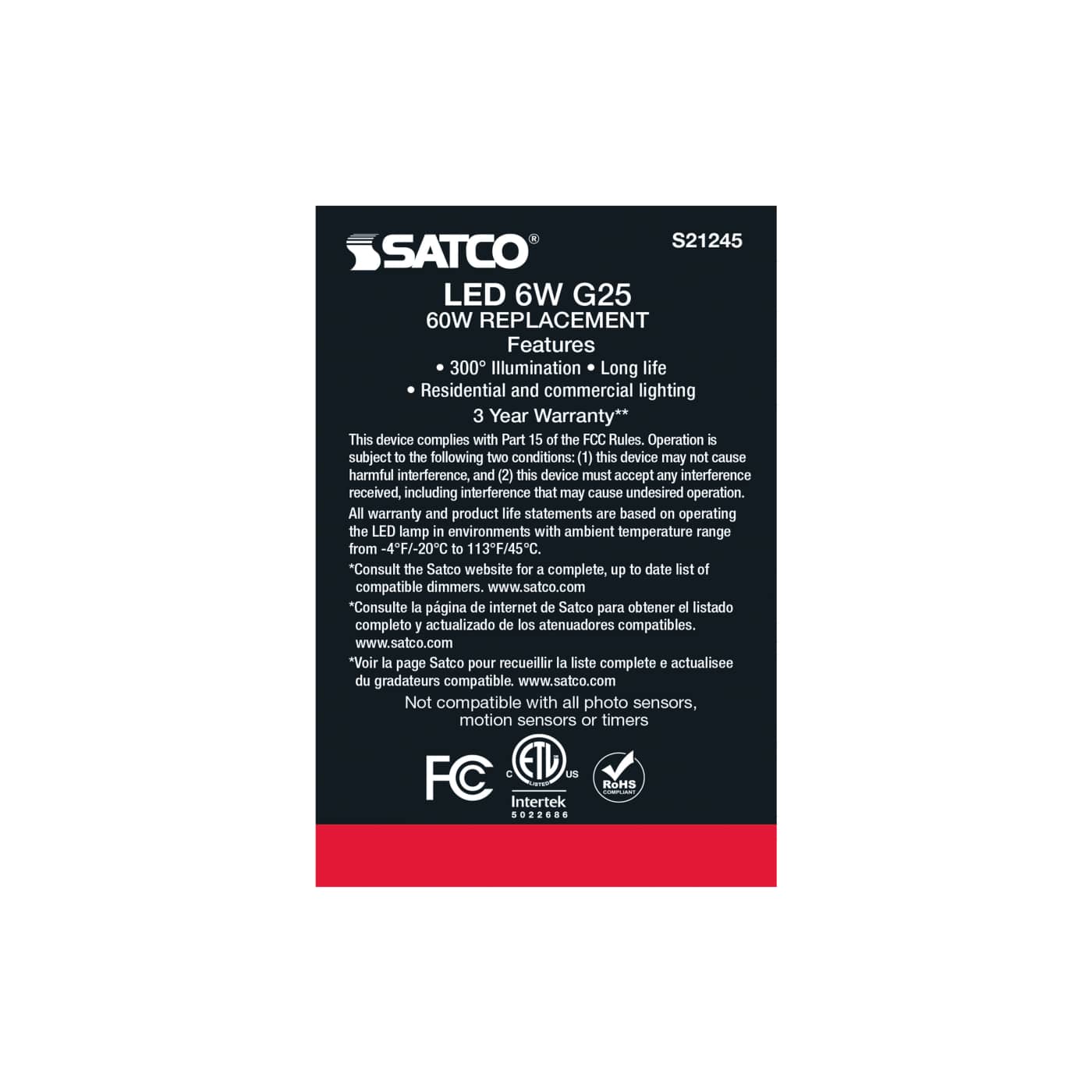 Satco Products S21245 6G25/LED/CL/927/120V/2PK - Image 8