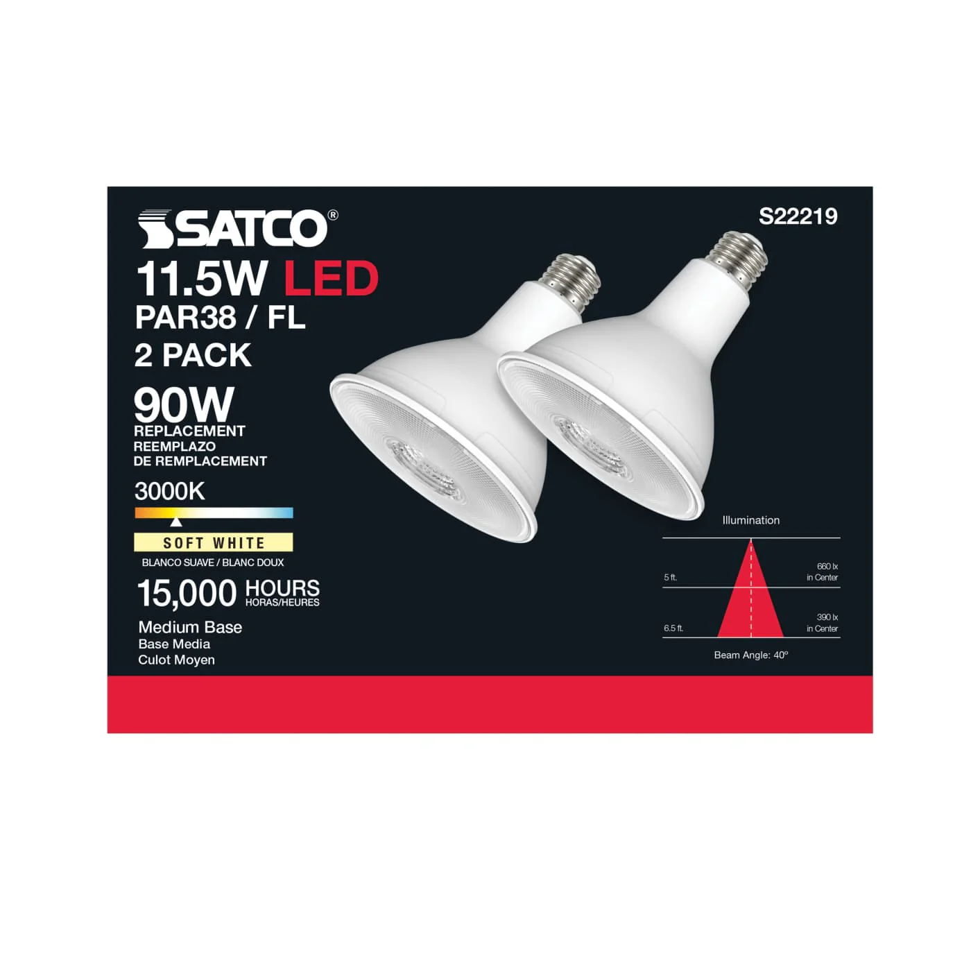 Satco Products S22219 11.5PAR38/LED/930/FL/120V/2PK - Image 5