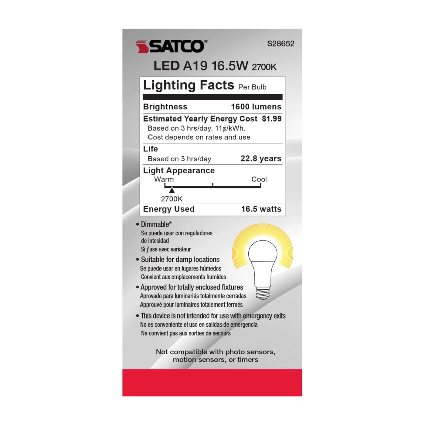 Satco Products S28652 16.5A19LED/927/120V - Image 5