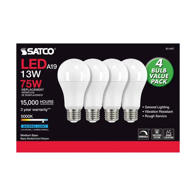 Satco S11457 13A19/LED/850/120V/D/4PK - Image 3