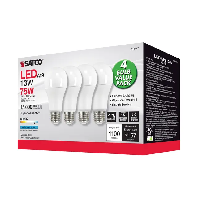 Satco S11457 13A19/LED/850/120V/D/4PK - Image 6