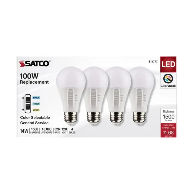 Satco S11777 14A19/LED/3CCT/E26/120V/4PK - Image 4