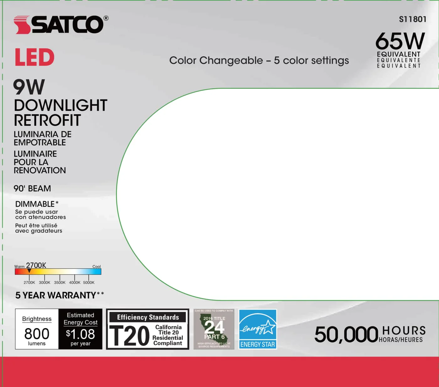 Satco S11801 9WLED/RDL/5-6/ADJ-CCT/120V - Image 4