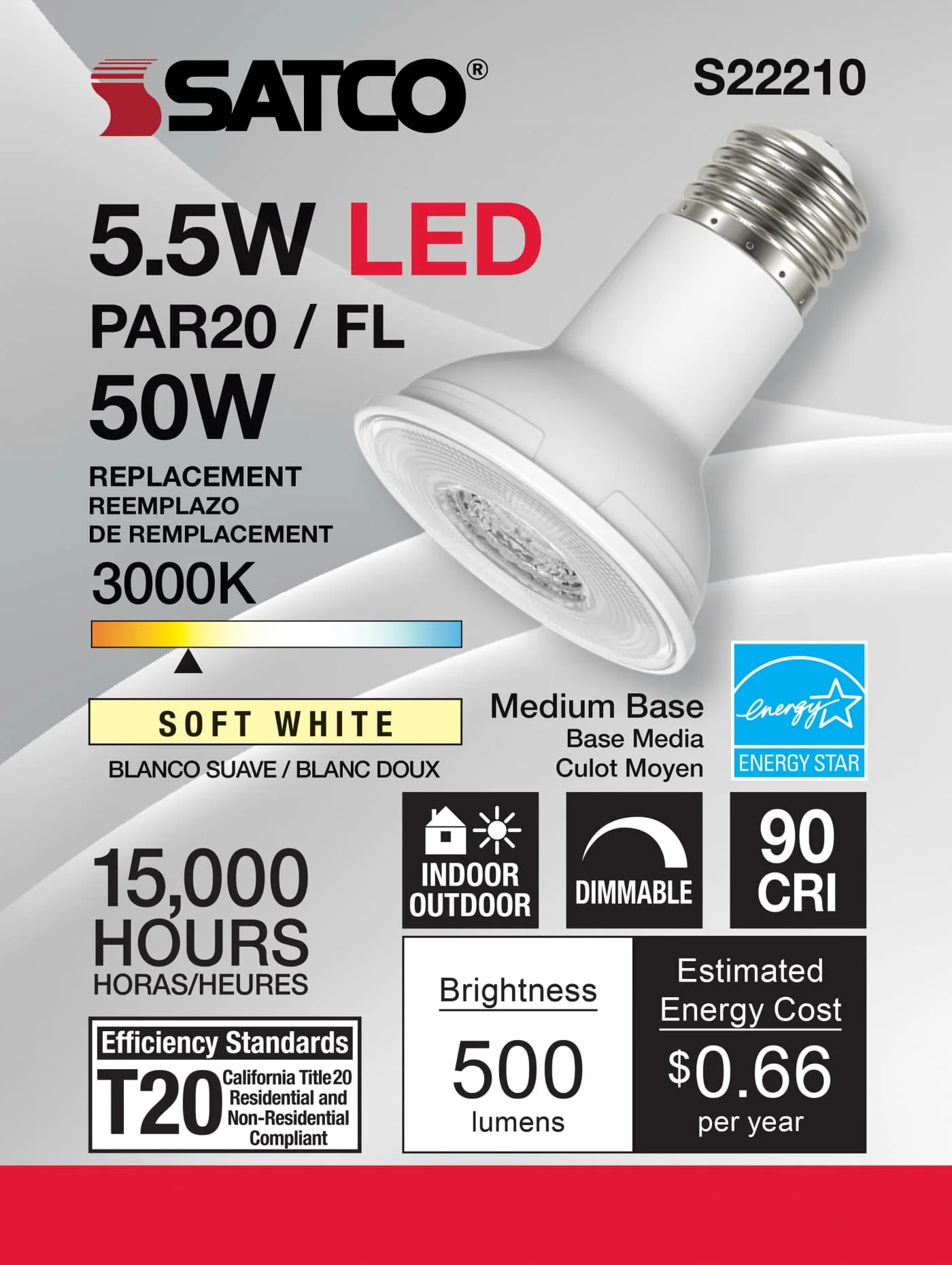 Satco S22210 5.5PAR20/LED/930/FL/120V - Image 2