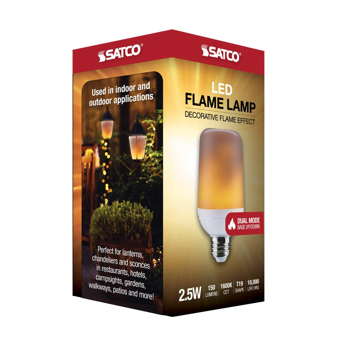Satco S29806 2.5/LED/T19/FLAME/816/120V/E26 LED Flame Bulb - Image 2