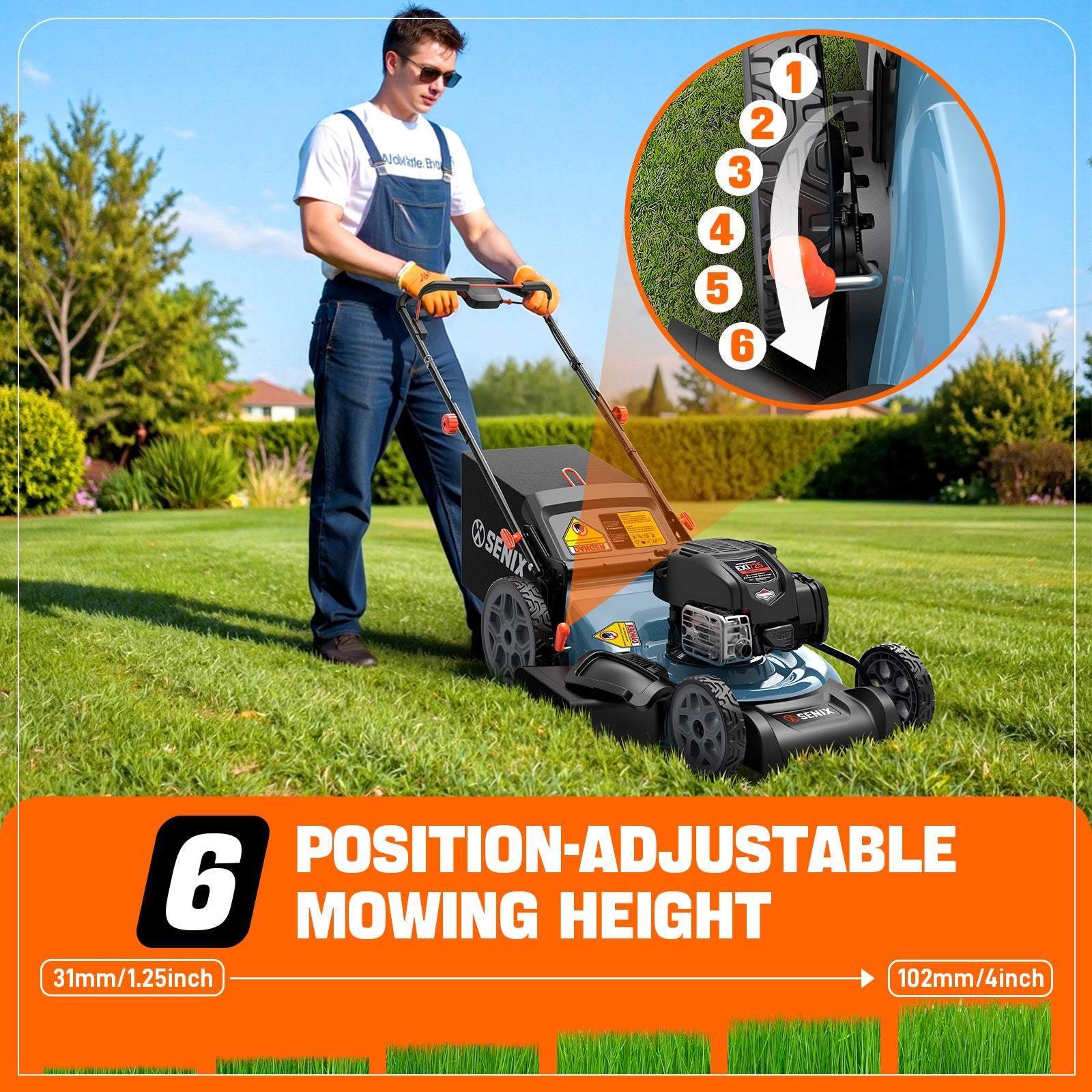 Senix 22" 163cc Gas Self-Propelled Lawn Mower, 3-in-1 - Image 5