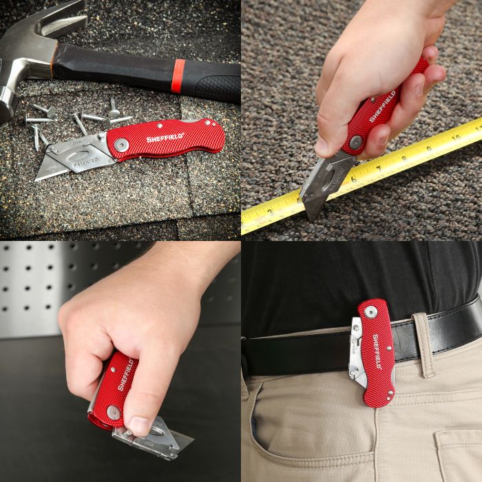 Sheffield 12614 Folding Lock Back® Utility Knife - Red - Image 2