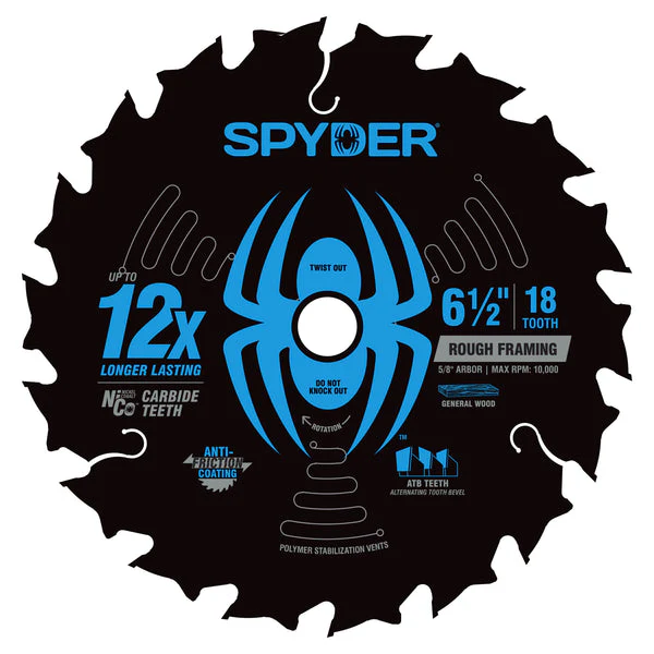 Spyder 6-1/2" 18-Tooth Saw Blade for Rough Framing