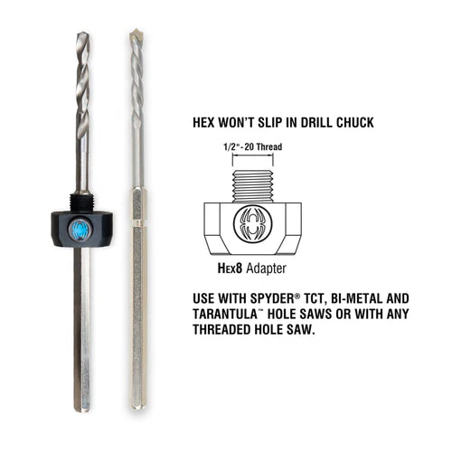 Spyder Hex8 3/8" Quick Change Hole Saw Arbor Rapid Core Eject® - Image 3