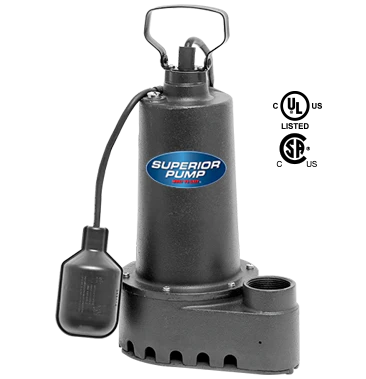 Superior Pump 1/2 HP Cast Iron Sump Pump with Side Discharge Tethered Float