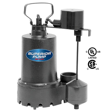 Superior Pump 1/2 HP Cast Iron Sump Pump with Vertical Float Switch