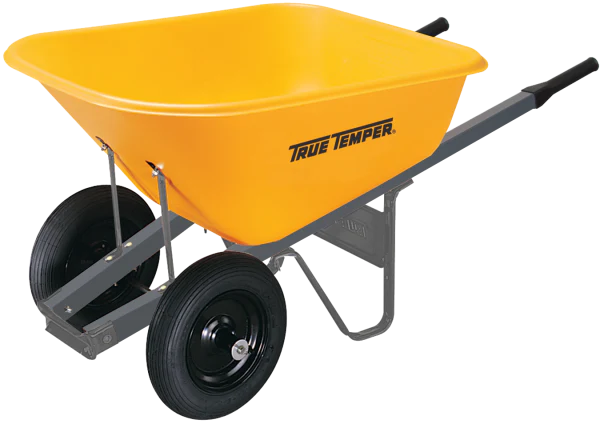 True Temper 6 Cubic Foot RP6DW8 Poly Wheelbarrow With Dual Wheels