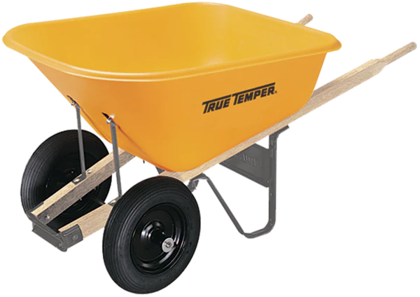 True Temper 8 Cubic Foot Poly Wheelbarrow With Dual Wheels