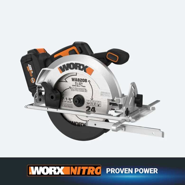 Worx Nitro WX520L 20V Power Share 4.0Ah 7.25" Cordless Circular Saw with Brushless Motor